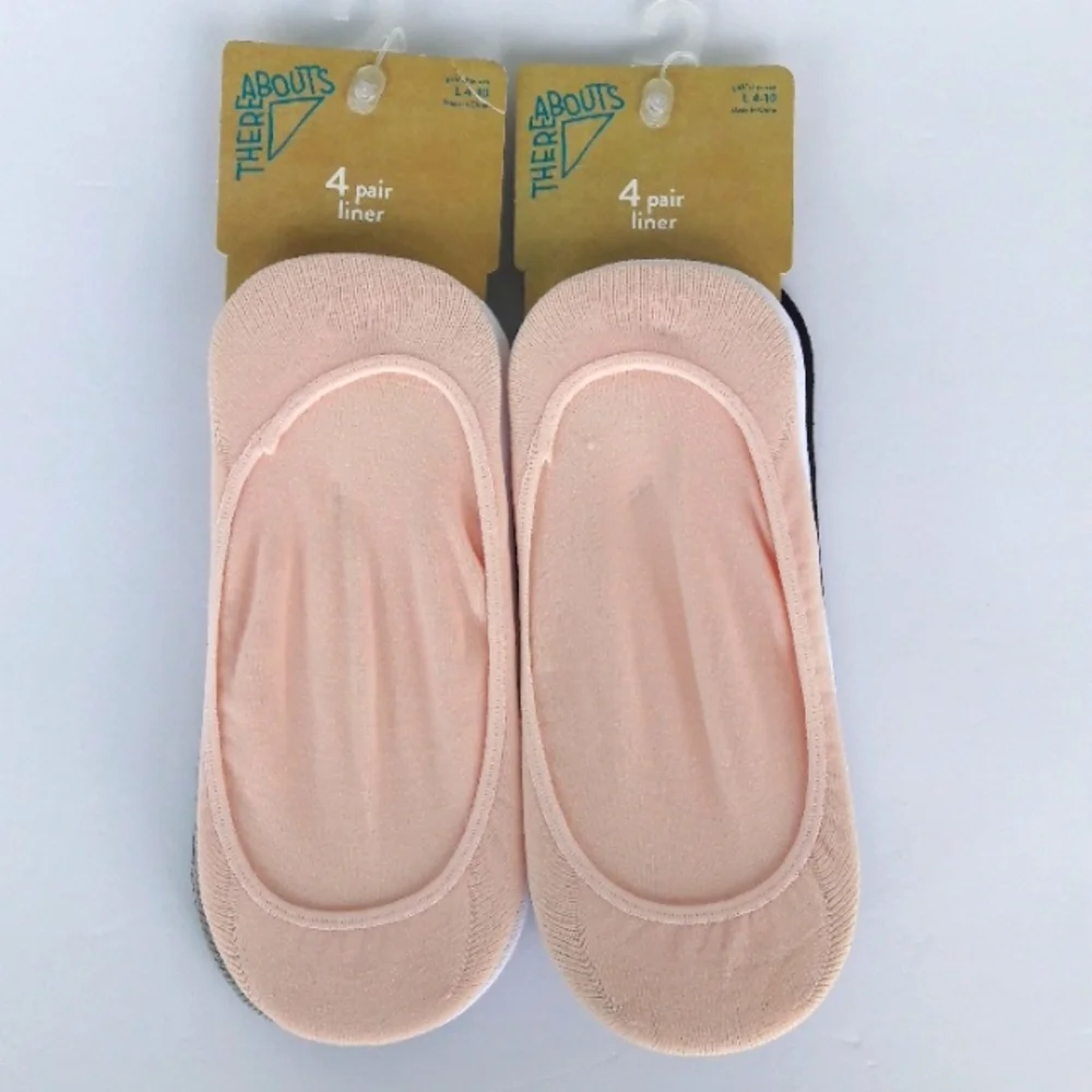 2/$15 NWT 2 Packs of 4 (8 Pair Total) Girls  Liner Socks Shoe Size Large 4-10